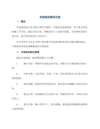 年度规划撰写方案