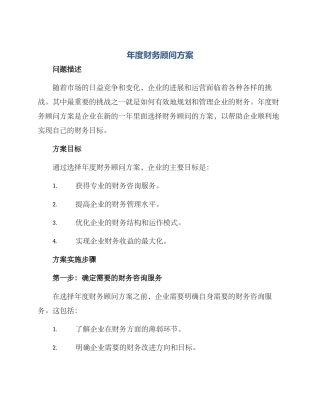 年度财务顾问方案
