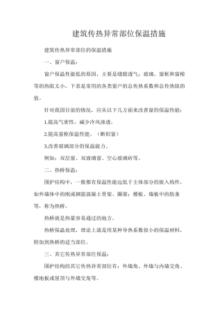 建筑传热异常部位保温措施