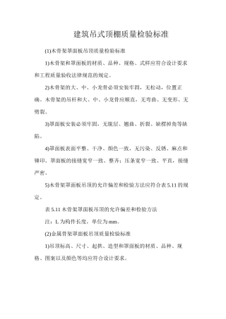 建筑吊式顶棚质量检验标准