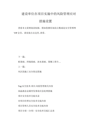建设单位在项目实施中的风险管理应对措施设置