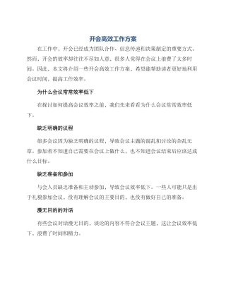 开会高效工作方案