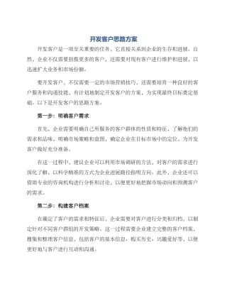 开发客户思路方案