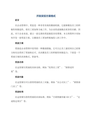 开发奖惩方案格式