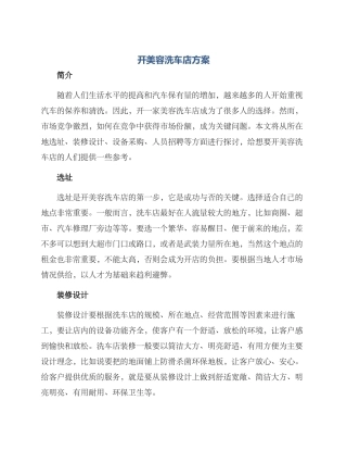 开美容洗车店方案