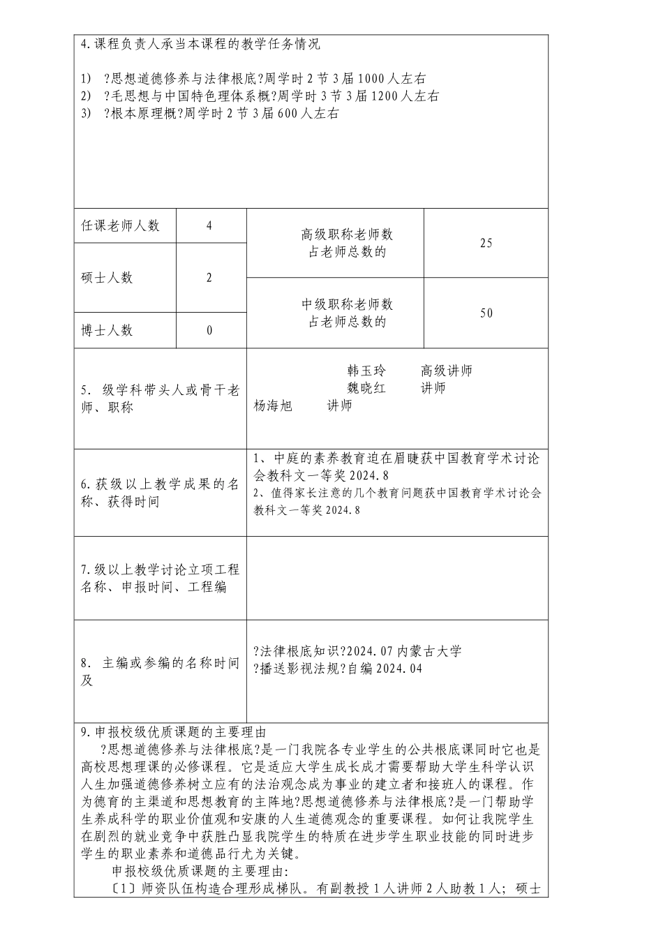 思修与法律优质课程申报表_第3页