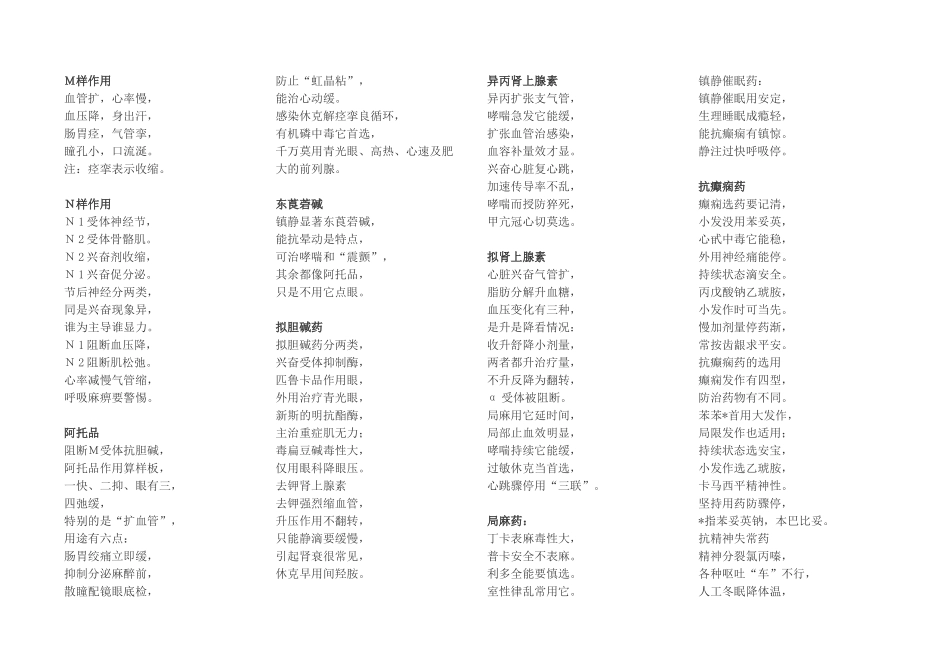 执业医师-药理学歌诀_第1页