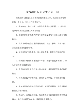技术副区长安全生产责任制
