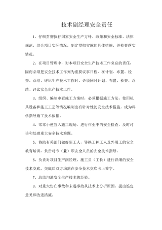 技术副经理安全责任