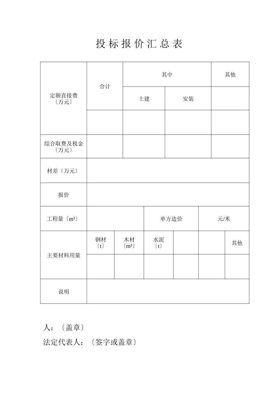 投 标 报 价 汇 总 表_第1页