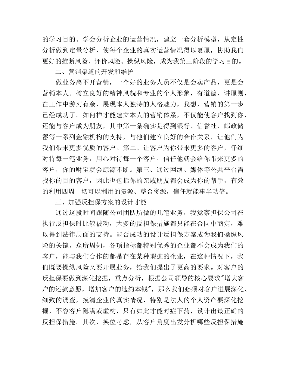 担保公司业务工作计划范文_第2页