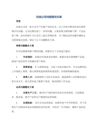 拉链公司问题整改方案