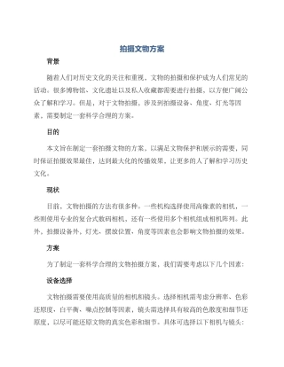 拍摄文物方案