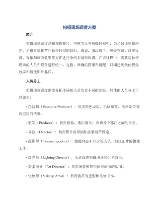 拍摄现场调度方案
