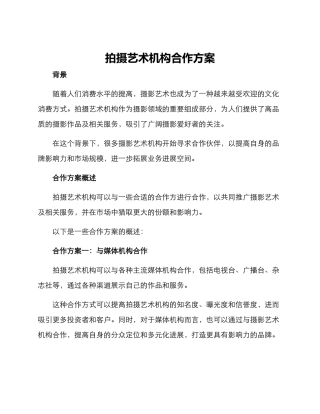 拍摄艺术机构合作方案
