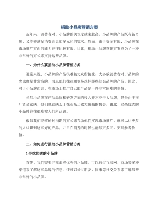 捐助小品牌营销方案