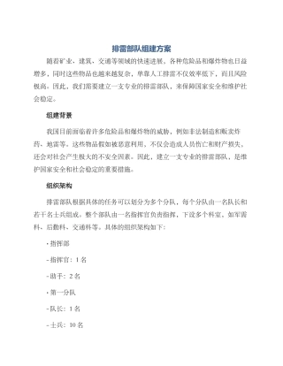 排雷部队组建方案