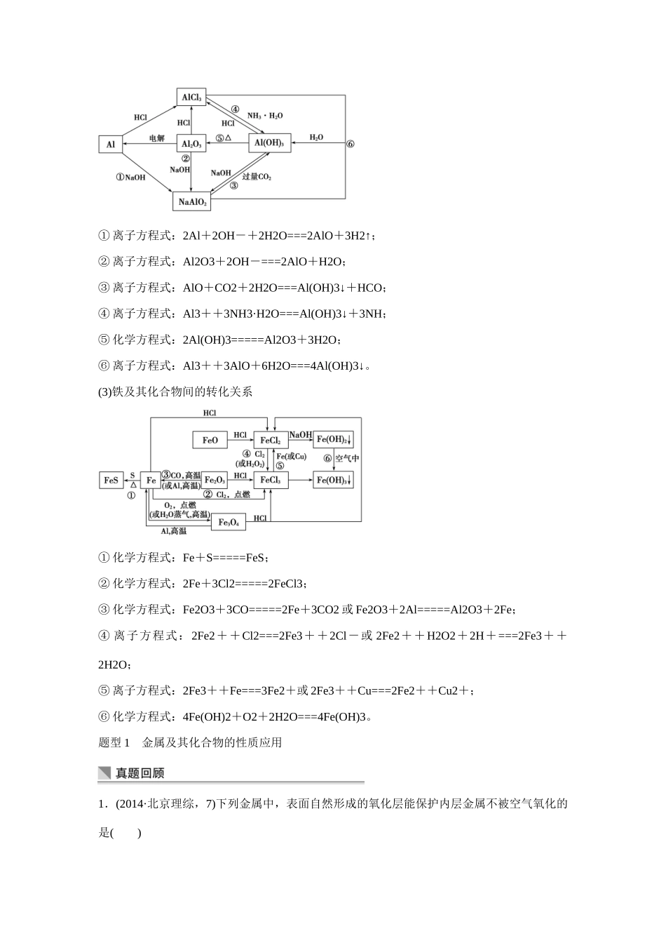 【步步高】（考前三个月）2015高考化学 第一部分 专题4 常见金属元素及其化合物学案10_第3页