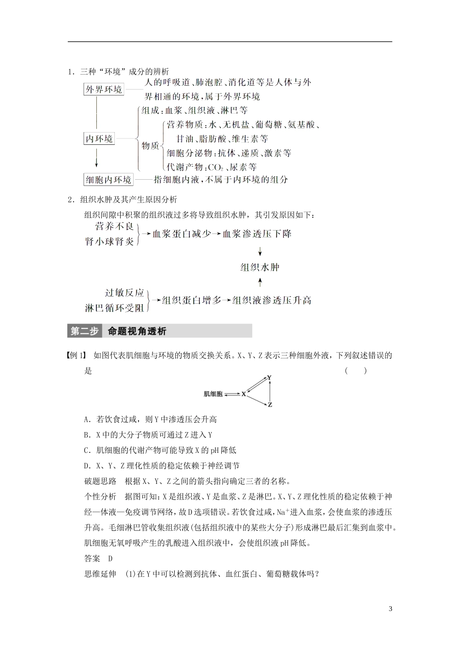 【步步高】（福建专用）2014高考生物二轮复习 专题突破五 第2讲 人体的稳态和免疫教学案_第3页