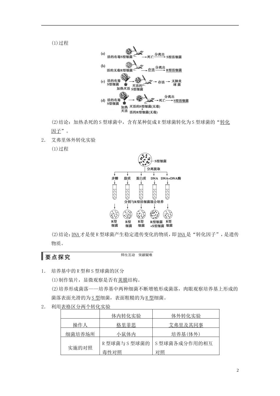 【步步高】2015届高考生物一轮复习 第六单元 第17讲 探索遗传物质的过程教学案 苏教版 _第2页