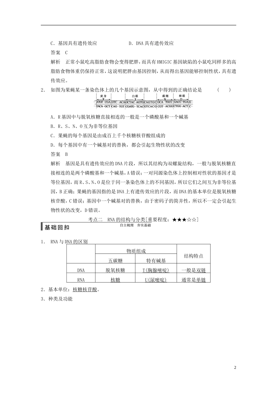 【步步高】2015届高考生物一轮复习 第六单元 第19讲 基因控制蛋白质的合成教学案 苏教版 _第2页