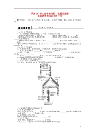 【步步高】2015届高考生物一轮复习 第六单元 第24讲 DNA分子的结构学案 苏教版