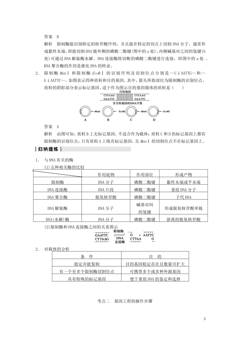 【步步高】（广东专用）2014高考生物一轮复习 第十单元 第37讲基因工程学案 新人教版_第3页