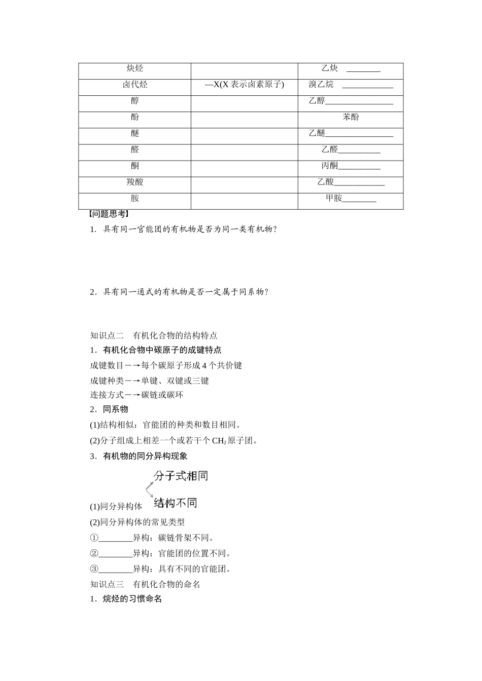【步步高】2015届高考化学大一轮复习 有机物的组成、结构、分类和命名配套导学案（含解析）苏教版_第2页