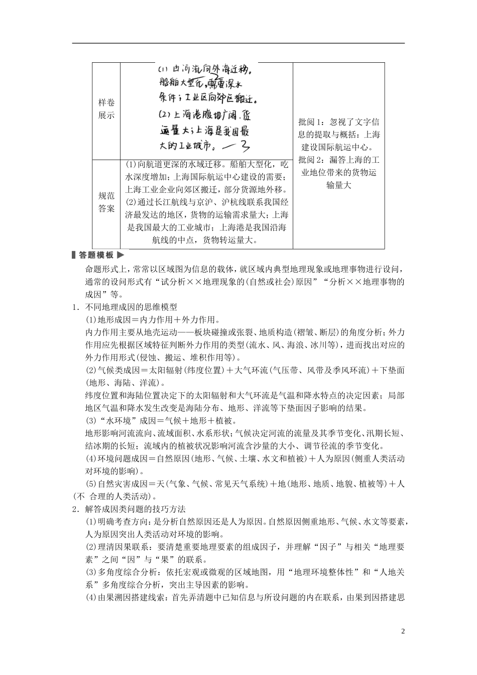 【步步高】2014届高考地理大一轮复习 第三章 章末能力提升 中图版必修3_第2页