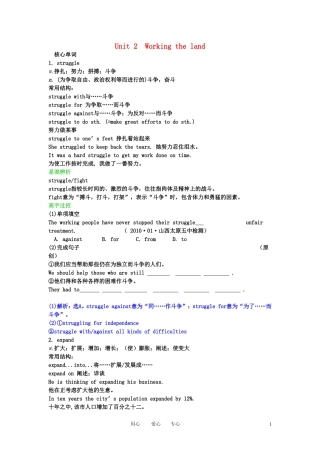【精品】2011高考英语总复习 Unit2 Working the land学案 新人教版必修4
