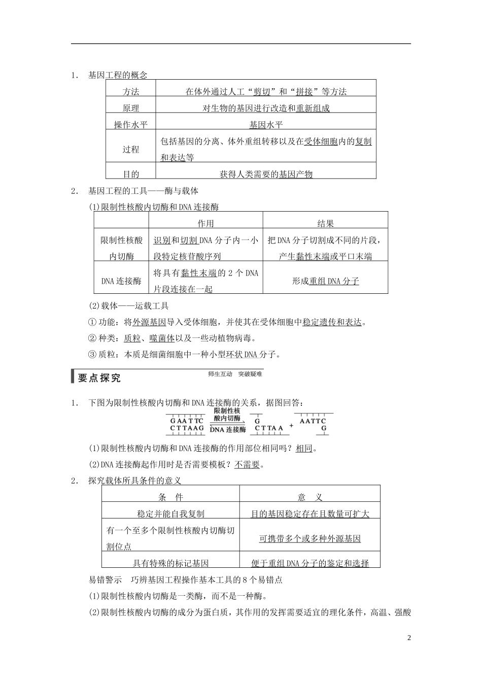 【步步高】2015届高考生物一轮复习 第十单元 第36讲 基因教学案 苏教版 _第2页