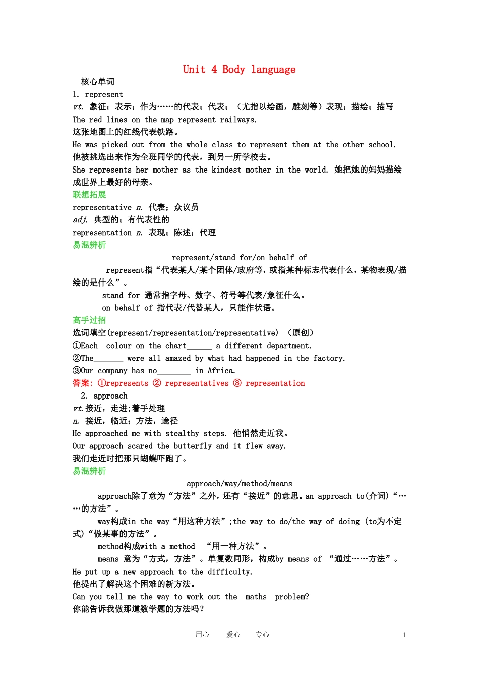 【精品】2011高考英语总复习 Unit4 Body language学案 新人教版必修4_第1页