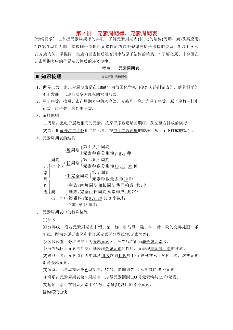 【步步高】2015届高考化学一轮复习 专题五 第2讲 元素周期律、元素周期表学案（含解析）苏教版_第1页