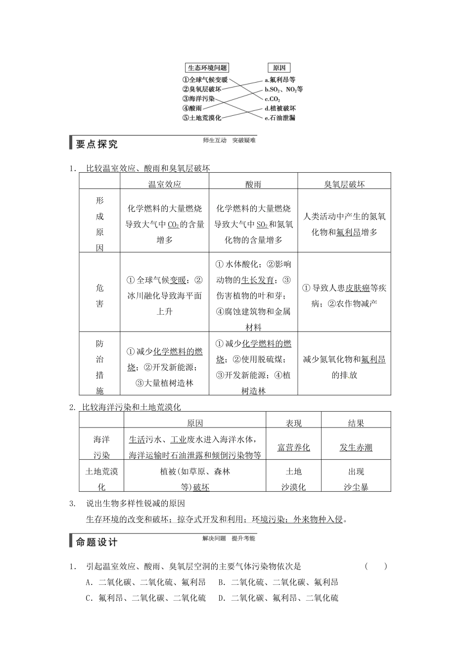 【步步高】2015届高考生物一轮总复习精品讲义 第35讲 生态环境的保护 新人教版_第3页