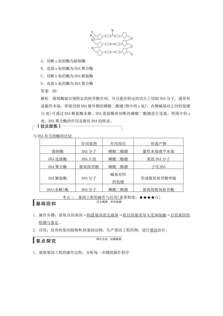 【步步高】2015届高考生物一轮总复习精品讲义 第36讲 基因工程 新人教版_第3页
