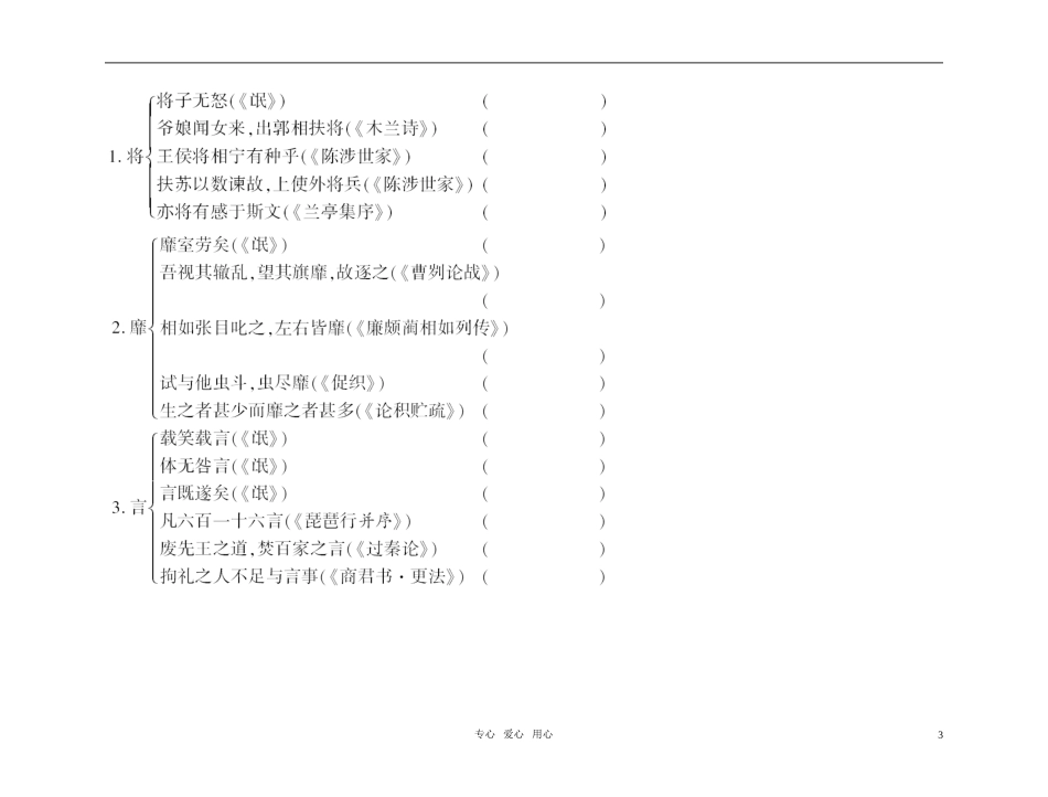【精品】2011高考语文总复习 文言基础梳理与巩固 古诗文 必修2金学案_第3页
