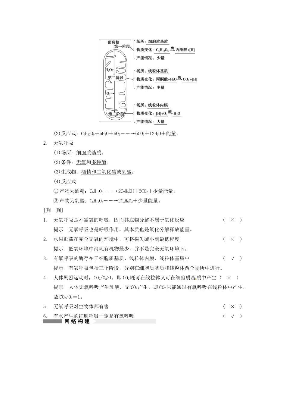 【步步高】2014届高考生物一轮（回扣基础+核心突破+命题探究）3.10ATP、细胞呼吸教学案 新人教版_第2页
