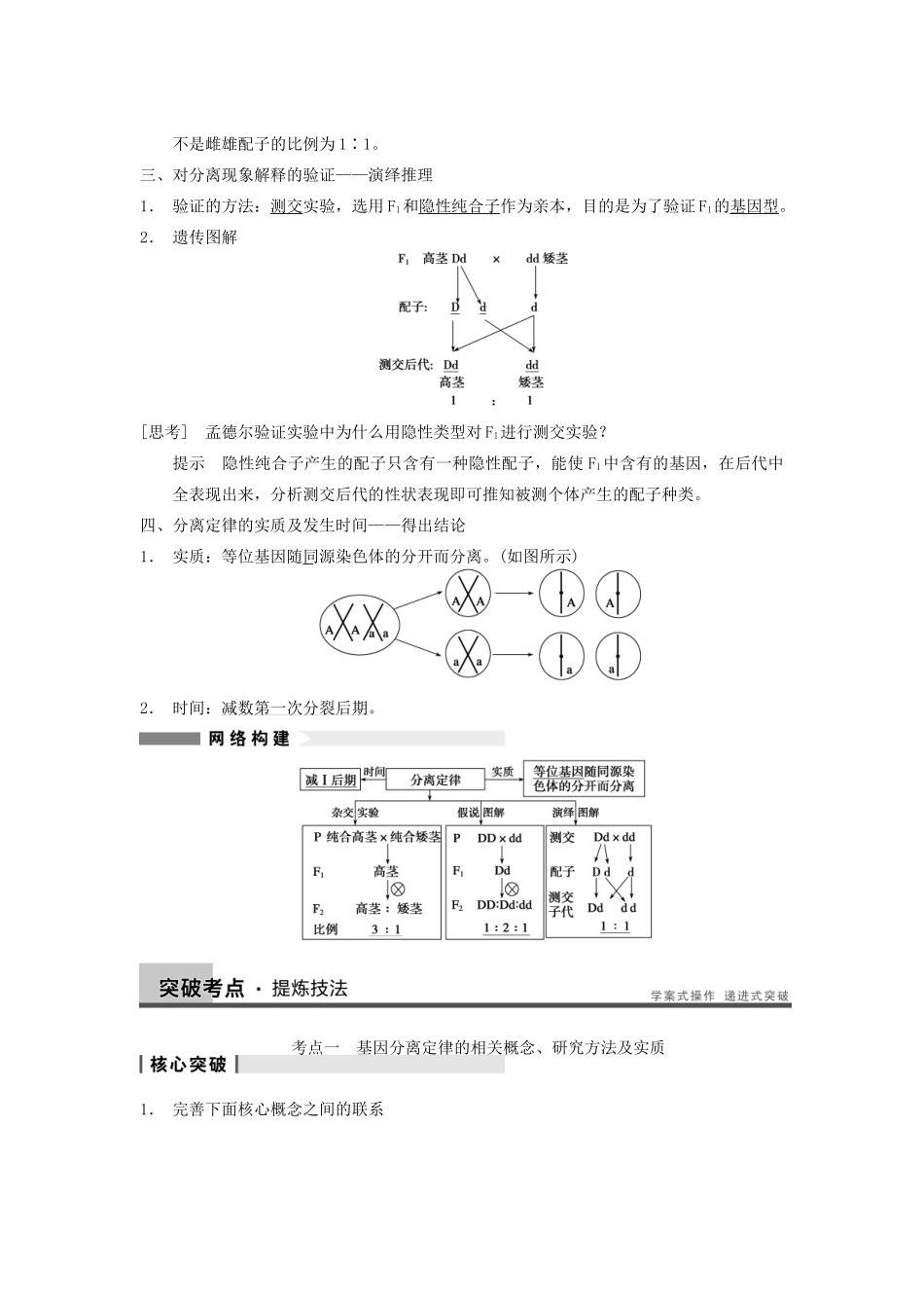 【步步高】2014届高考生物一轮（回扣基础+核心突破+命题探究）5.15孟德尔的豌豆杂交实验(一)教学案 新人教版_第3页