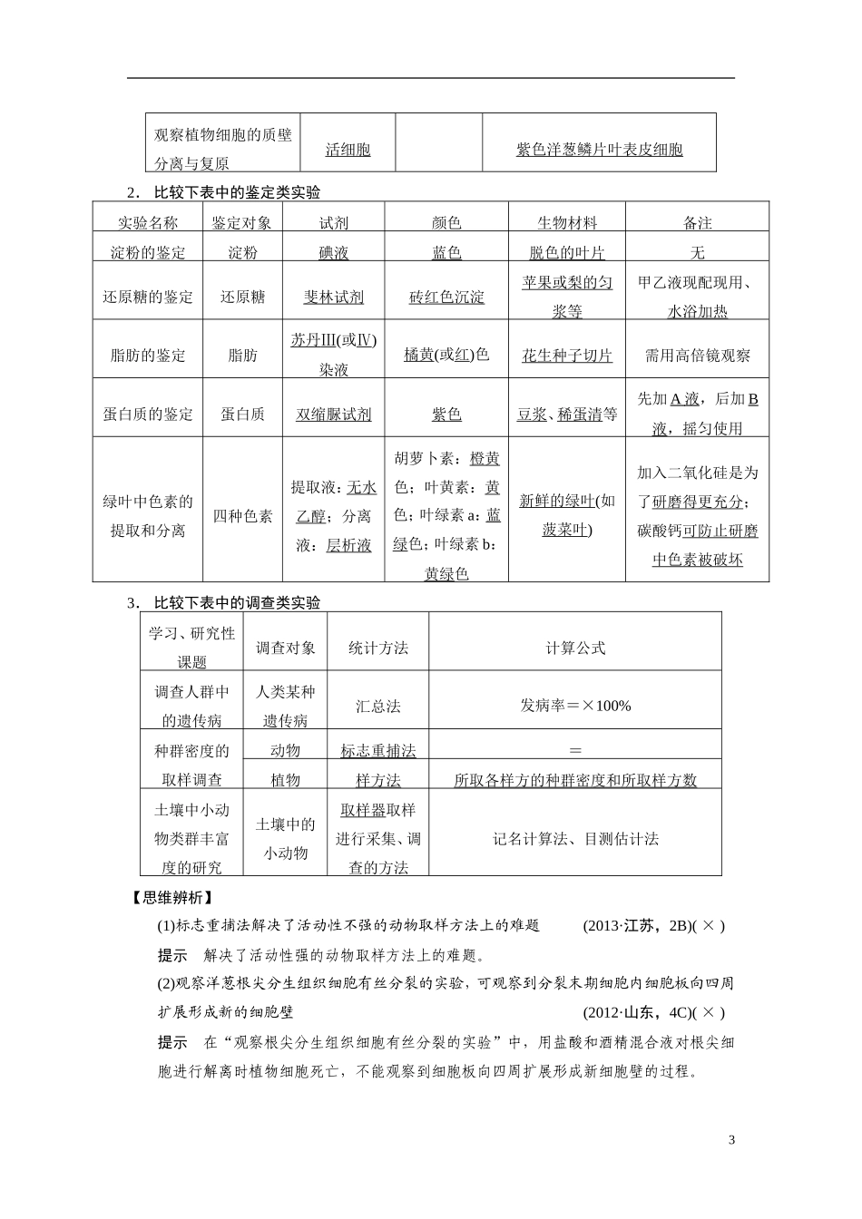 【步步高】（四川专用）2014高考生物二轮专题突破 专题七 实验与探究教学案_第3页
