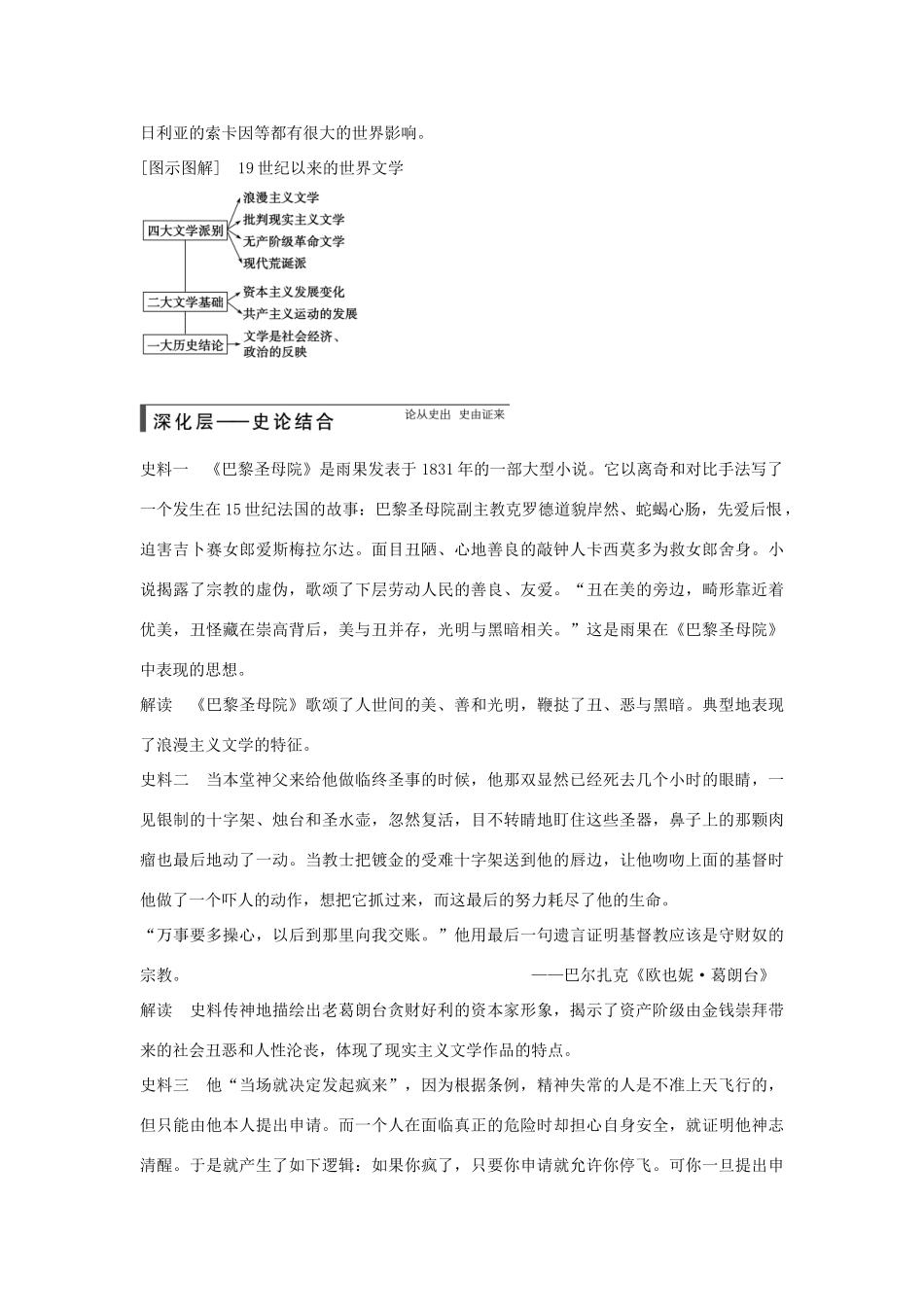 【步步高】2015届高考历史大一轮复习 第十六单元 第36讲 19世纪以来的世界文学艺术学案 新人教版_第2页