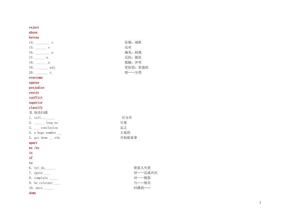 【精品】2011高三英语第一轮复习 第四单元学案 外研版选修8_第2页