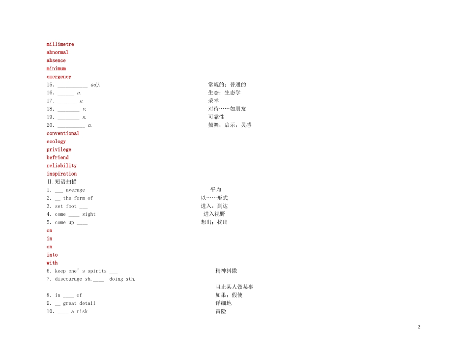 【精品】2011高三英语第一轮复习 第一单元学案 外研版选修8_第2页