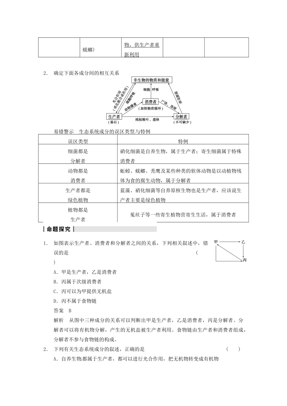 【步步高】2014届高考生物一轮（回扣基础+核心突破+命题探究）9.33生态系统的结构教学案 新人教版_第3页