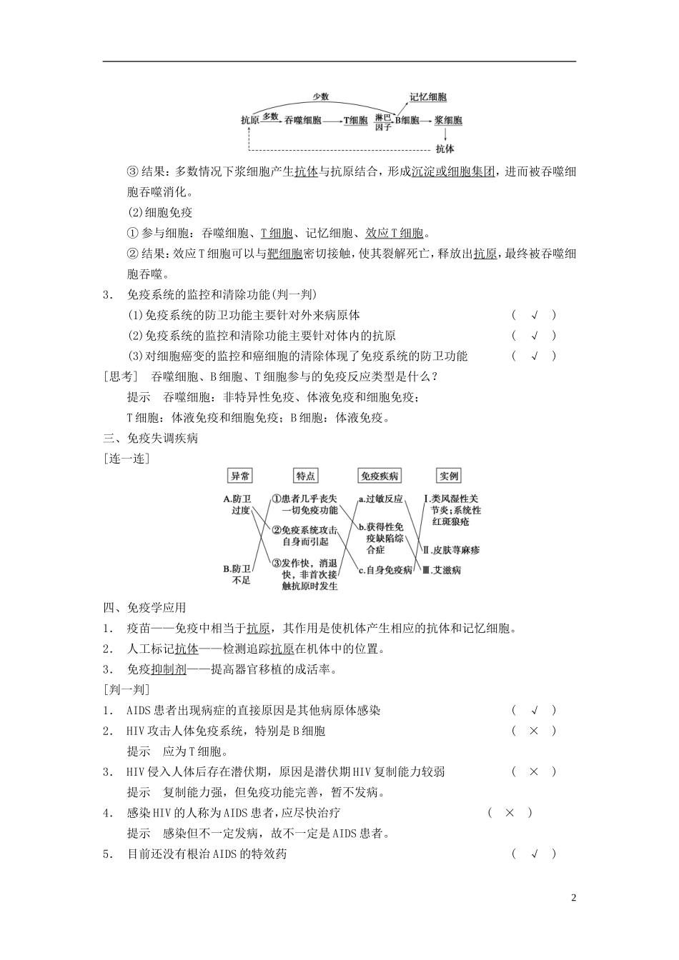 【步步高】（四川专用）2014高考生物一轮复习 第八单元 生命活动的调节与免疫 第29讲免疫调节学案_第2页