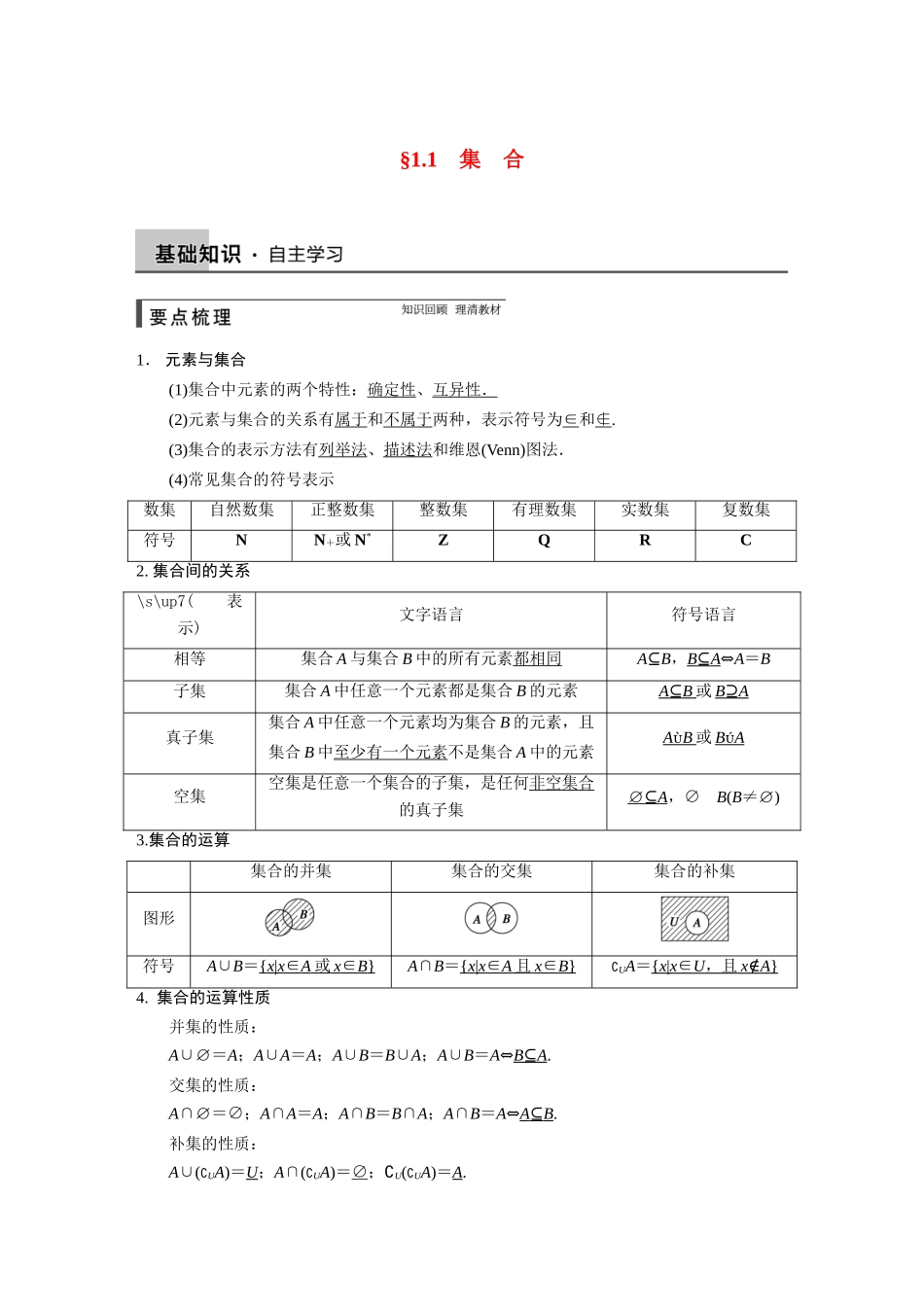 【步步高】2015届高考数学总复习 1.1集合配套文档 理 新人教B版 _第1页