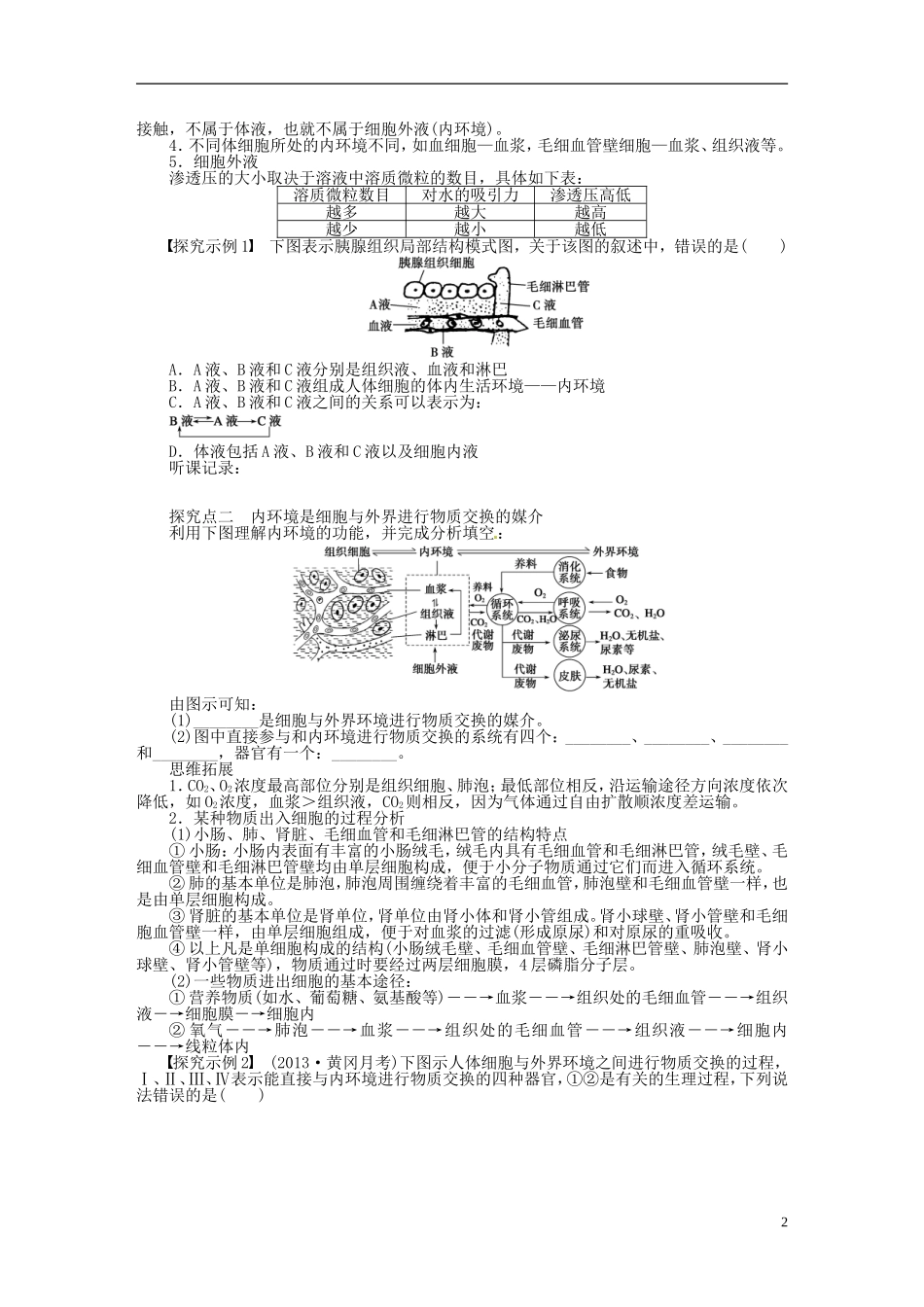 【步步高】2014届高考生物一轮复习(课前准备+课堂巩固+课后练习)第八单元 生命活动的调节与免疫学案 鲁科版_第2页