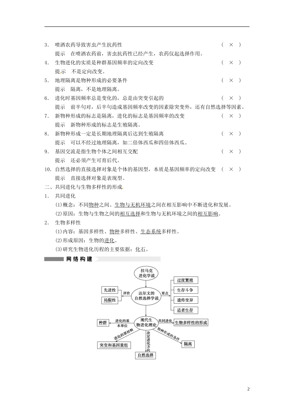 【步步高】（四川专用）2014高考生物一轮复习 第七单元 生物的进化 育种和进化 第25讲现代生物进化理论学案_第2页