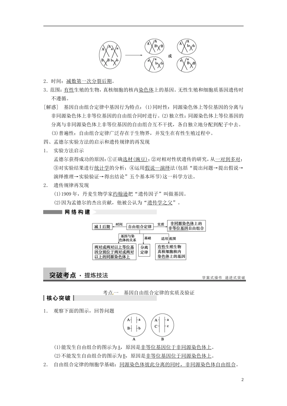 【步步高】（四川专用）2014高考生物一轮复习 第五单元 遗传的基本定律 第16讲孟德尔的豌豆杂交实验(二)学案_第2页