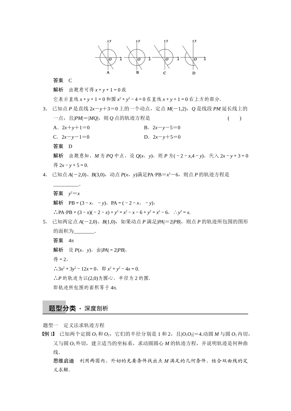 【步步高】2015届高考数学总复习 9.8曲线与方程配套文档 理 新人教B版 _第2页