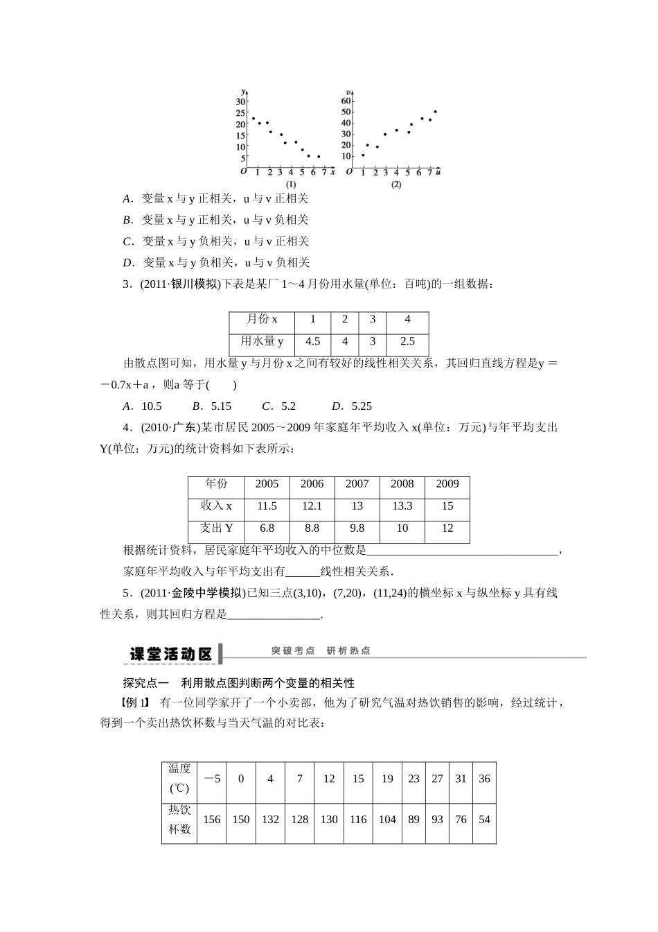【步步高】2015届高考数学总复习 变量间的相关关系学案 理 北师大版_第2页
